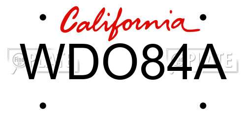 WDO84A California License Plate