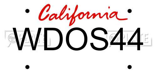 WDOS44 California License Plate