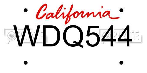WDQ544 California License Plate