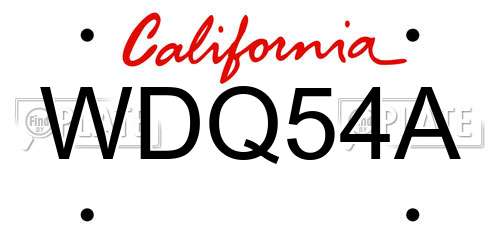 WDQ54A California License Plate