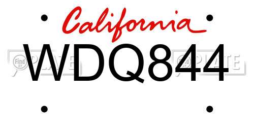 WDQ844 California License Plate