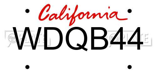 WDQB44 California License Plate