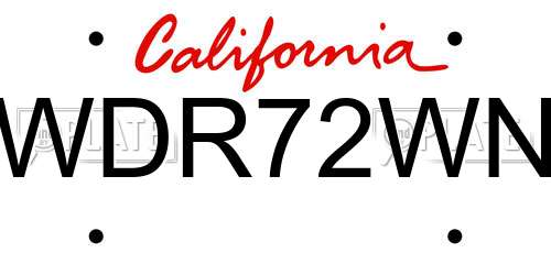 WDR72WN California License Plate