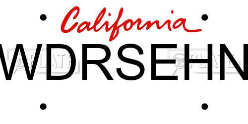 WDRSEHN California License Plate