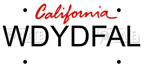 WDYDFAL California License Plate