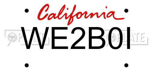 WE2B0I California License Plate