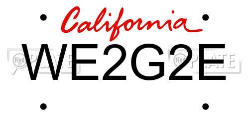 WE2G2E California License Plate