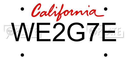 WE2G7E California License Plate