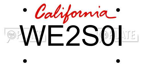 WE2S0I California License Plate