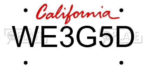 WE3G5D California License Plate