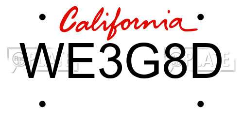 WE3G8D California License Plate