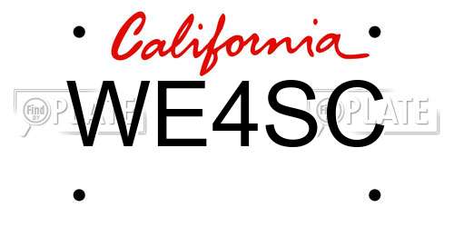 WE4SC California License Plate