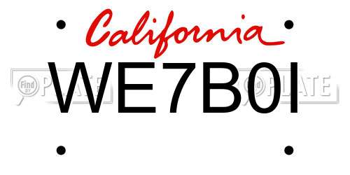 WE7B0I California License Plate