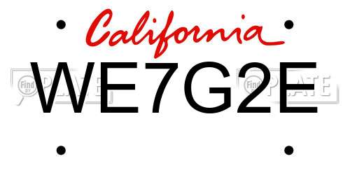 WE7G2E California License Plate
