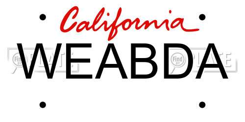 WEABDA California License Plate