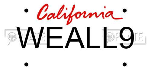 WEALL9 California License Plate