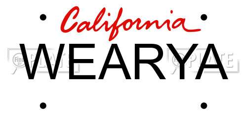 WEARYA California License Plate