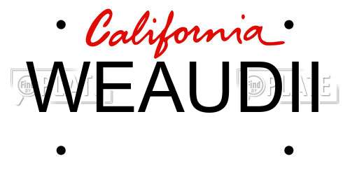 WEAUDII California License Plate