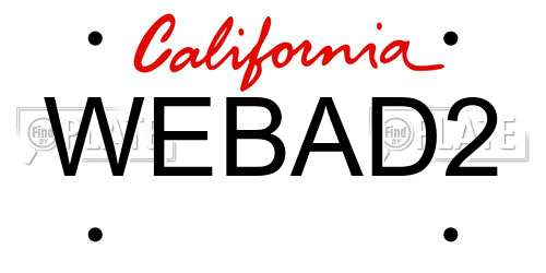 WEBAD2 California License Plate