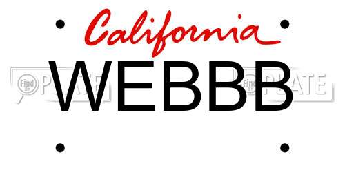 WEBBB California License Plate