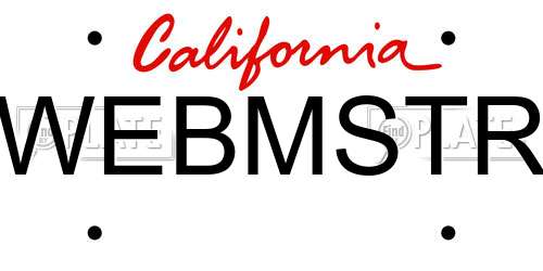 WEBMSTR California License Plate