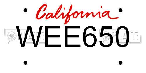 WEE650 California License Plate