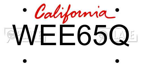 WEE65Q California License Plate