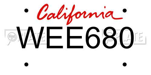 WEE680 California License Plate