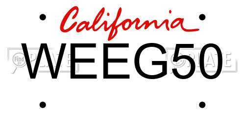 WEEG50 California License Plate