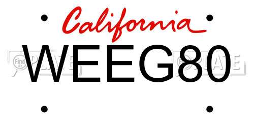 WEEG80 California License Plate