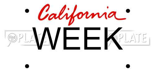 WEEK California License Plate