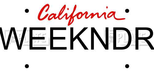 WEEKNDR California License Plate