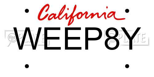 WEEP8Y California License Plate