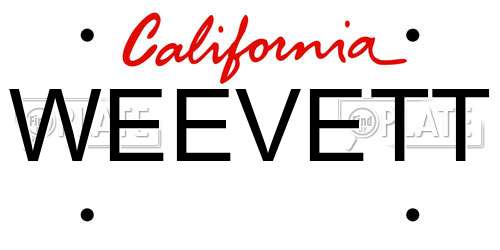 WEEVETT California License Plate
