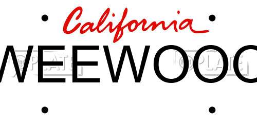 WEEWOOO California License Plate