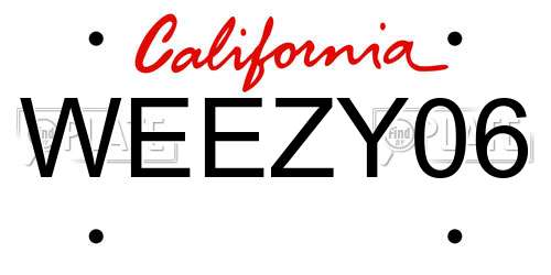 WEEZY06 California License Plate