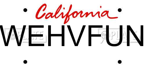 WEHVFUN California License Plate