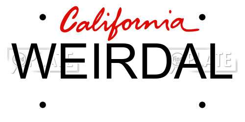 WEIRDAL California License Plate