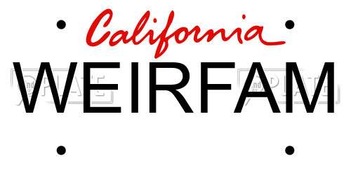 WEIRFAM California License Plate