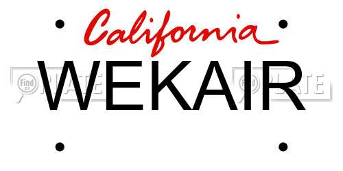 WEKAIR California License Plate