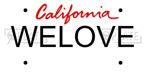WELOVE California License Plate