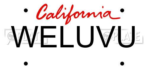 WELUVU California License Plate