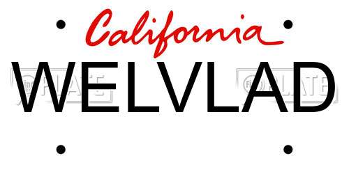 WELVLAD California License Plate