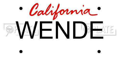 WENDE California License Plate