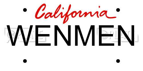 WENMEN California License Plate