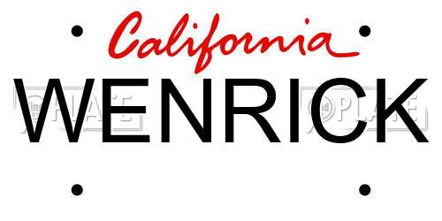 WENRICK California License Plate