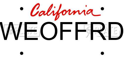 WEOFFRD California License Plate