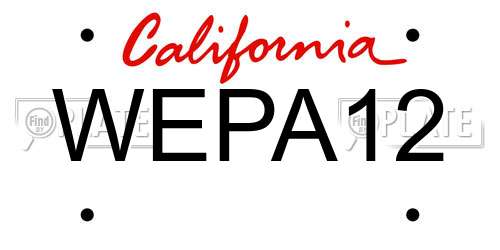 WEPA12 California License Plate