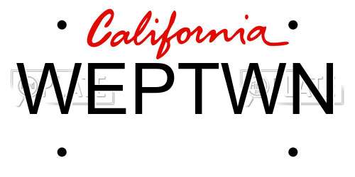 WEPTWN California License Plate