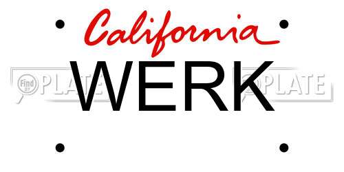 WERK California License Plate